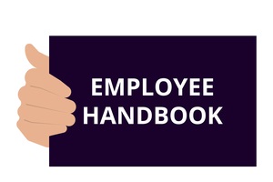 conceptual writing showing employee handbook