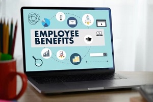 employee benefits on laptop