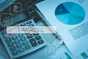 payroll concept on virtual screen