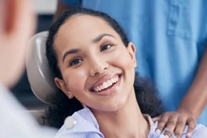 smiling girl at dentist
