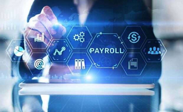 payroll business finance concept on virtual screen interface